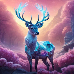 Happy Christmas and New Year, crystal deer