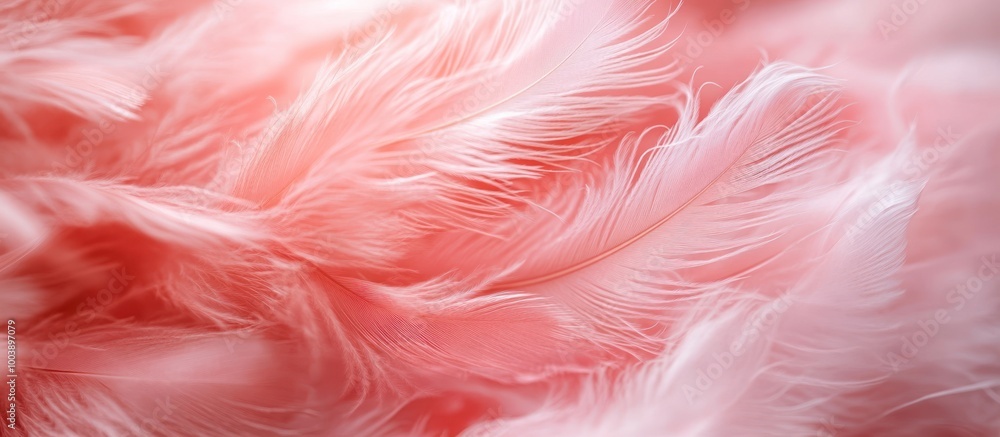 Poster close up of soft pink feathers with a delicate texture and soft light.