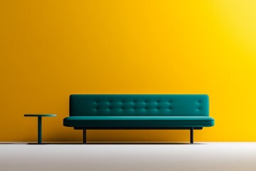 Three-Seater Sofa in Mustard and Teal with Matching End Table Accent