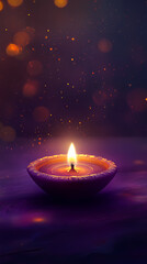 Candles on purple background