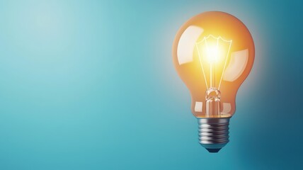 A glowing light bulb against a teal background, symbolizing creativity, innovation, and ideas.