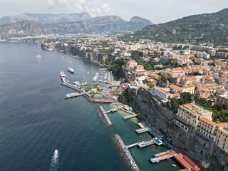 Obraz premium Sorrento, Campania, Italy, Sorrento coast aerial view of the Gulf of Sorrento