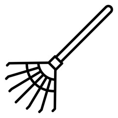 Garden rake icon for cleaning leaves