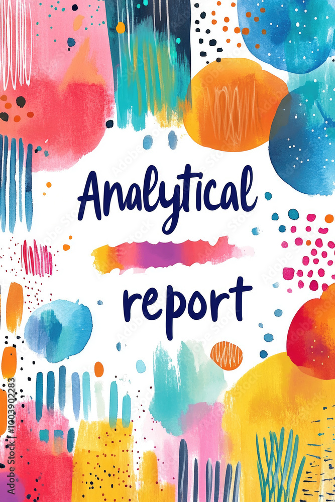 Poster bright and vibrant abstract design with the text analytical report, perfect for enhancing presentati