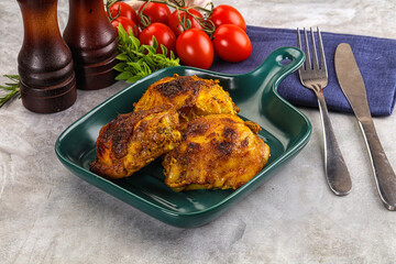 Roasted chicken thighs  with spices