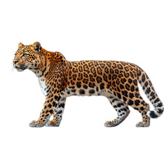 Obraz premium Leopard Walking Against Black Background