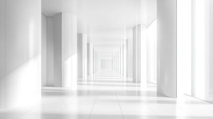 Fototapeta premium 3D rendering of an empty white room with a minimalistic interior design