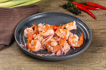 Shrimp cocktail with salad and sauce