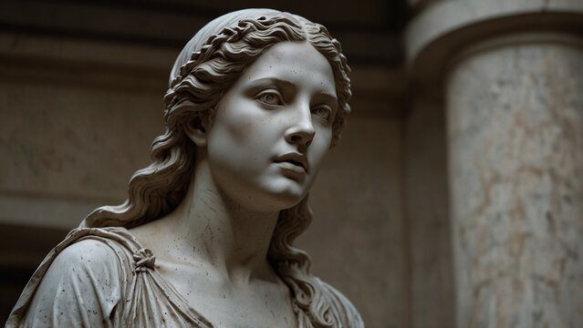 A graceful statue of Eurydice, captured in the moment she turns to look back at Orpheus, her face filled with love and sadness.