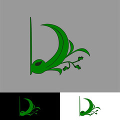 numbering label with orchid plant attached border in colorful style illustration for icon or logo