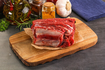 Raw beef ribs for cooking