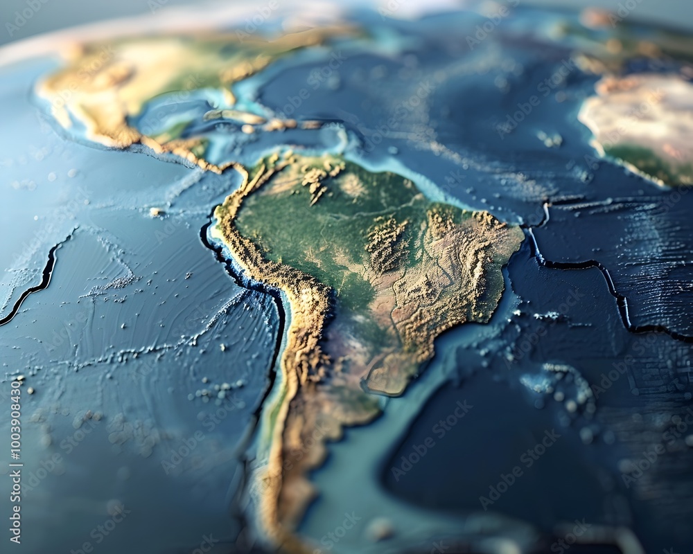 Poster detailed earth map showing tectonic plates and fault lines illustrating our dynamic planet