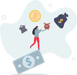 Investment expert, financial professional or wealth management, savings or trader for earning profit,flat design with people.