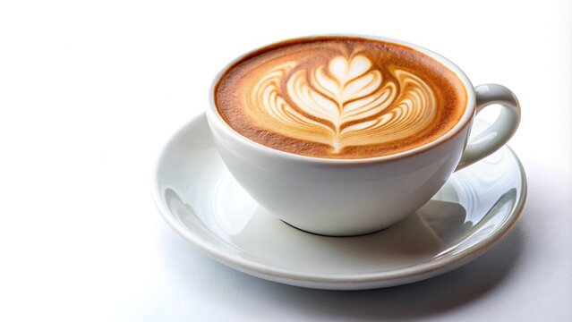 Latte art coffee cappuccino on white background
