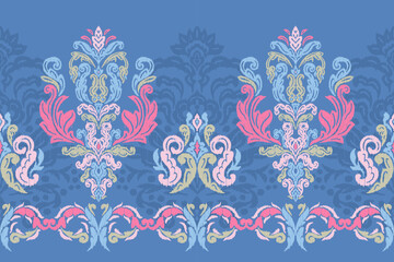 Motifs African boho paisley Floral Ikat pattern embroidery border. Ethnic ikat floral Ethnic Indian Pattern Ikat pattern Ethnic Pattern.Border indian floral Aztec embroidery border seamless patterns.