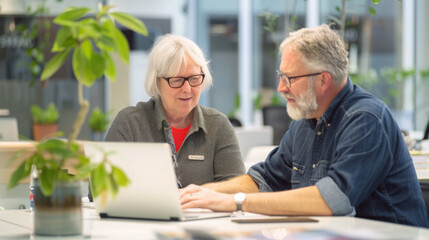 Collaborative Workspace Mature Professionals Engaging in Productive Dialogue