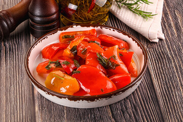 Homemade marinated red bell pepper
