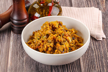 Vegan garnish - lentil with vegetables