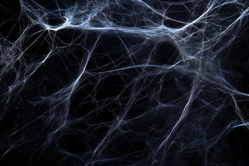 Cobweb against black background. Generative Ai.