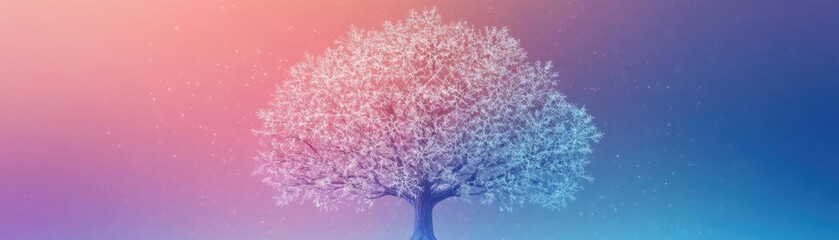 A beautiful illustration of a tree against a soft gradient background, evoking tranquility and harmony in nature.