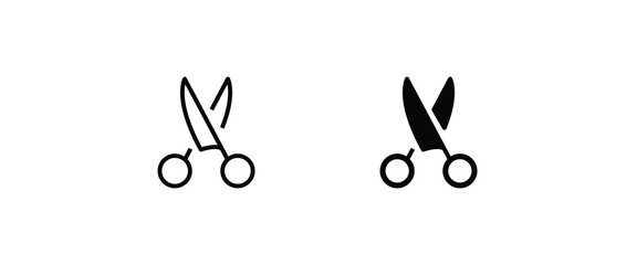 scissors icon, cut, Cutting icons button, vector, sign, symbol, logo, illustration, editable stroke, flat design style isolated on white linear pictogram