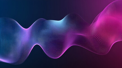  flowing wave lines in purple, pink, and teal on a dark background, representing motion and energy.  abstract background with dynamic waves. Wave of particles Smooth wave background 
