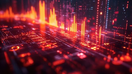 Financial success displayed with glowing digital graphs and holographic currency symbols  Futuristic  Hologram  Minimalist