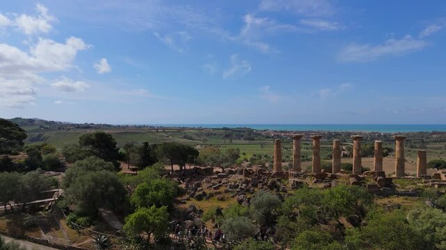 Aerial view of temple valley in Agrigento Italy