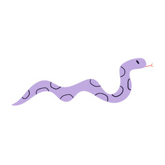 Cute little purple snake. Vector illustration on white background.