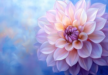 Fototapeta premium Elegant Pastel Dahlia Flower on Dreamy Background