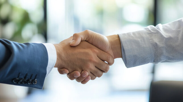 Business partners engaged in a contract signing at a modern office during a sunny afternoon