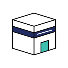 kaaba color line icon with white background vector stock illustration