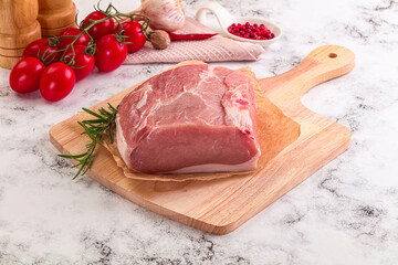 Raw pork meat piece for cooking