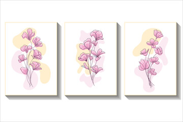 Abstract hand drawing flower minimalist line art painting vector