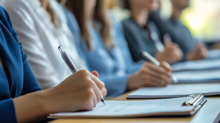 Employees participating in a collaborative training session focused on skill development in a conference room during working hours
