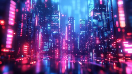 Holiday lights glowing in a futuristic city with neon-lit buildings and digital displays Futuristic Neon High Detail