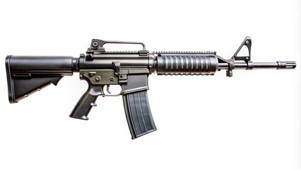 Long shot American rifle isolated on white background