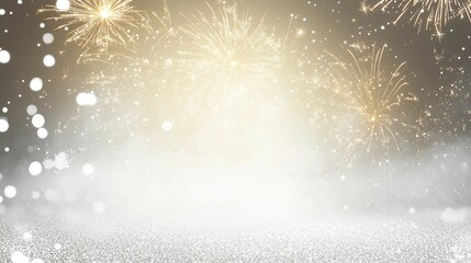 "Abstract White Glitter and Fireworks Come Together in a Sparkling Celebration Scene, Perfect for Festive Occasions Full of Shimmer and Radiance"