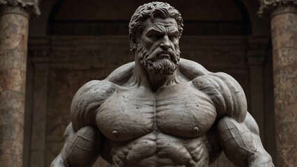 Fototapeta premium A powerful statue of Atlas, bearing the weight of the world on his shoulders, his muscles straining under the immense burden.