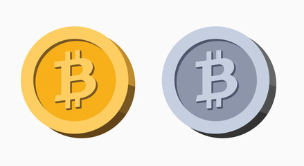 cryptocurrency bitcoin coins gold and silver collection vector