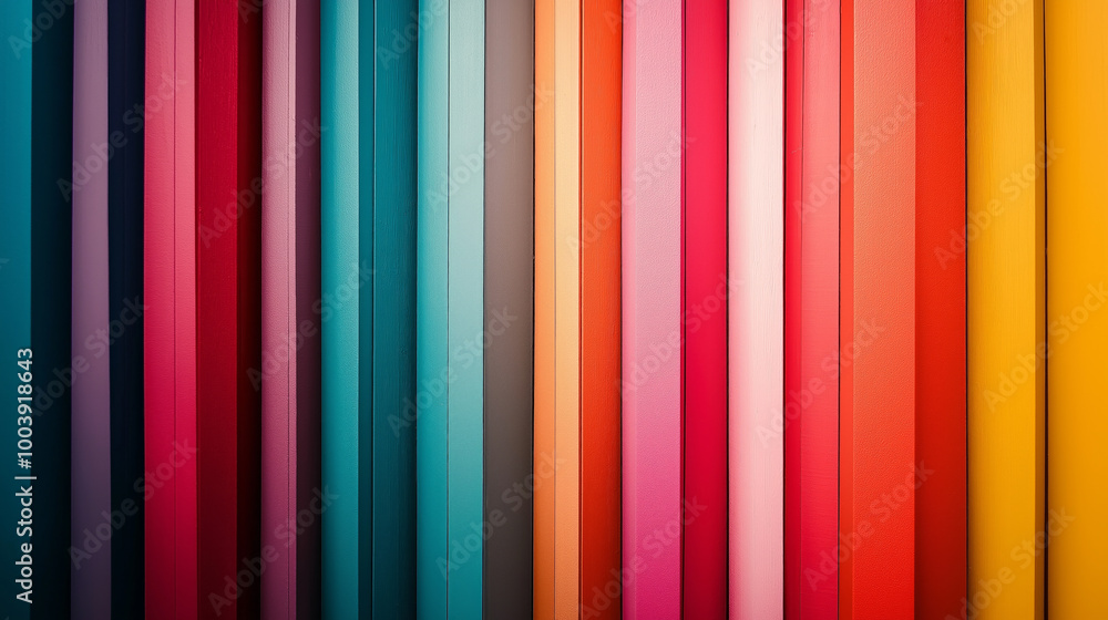 Poster vibrant vertical stripes create a colorful backdrop showcasing a mix of warm and cool tones in a cre