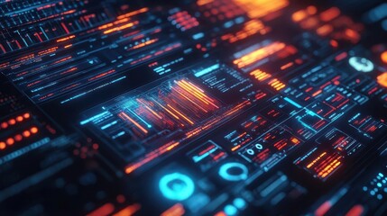 Obraz premium Market research with glowing digital data analysis and holographic marketing tools Futuristic Hologram High Detail