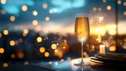 Opulent Dining Affair: Luxurious Table Setting with Sparkling Glasses and Lavish Decor for Elegant Experience