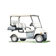 Pristine Electric Golf Cart in Watercolor