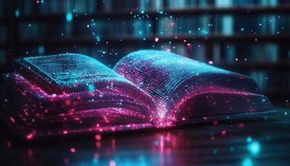 Online tutoring session with glowing holographic textbooks and digital learning tools  Futuristic  Hologram  Minimalist