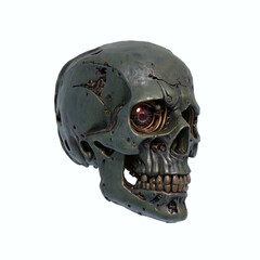 Skull made of clay. Isolated on white background. Digital illustration.