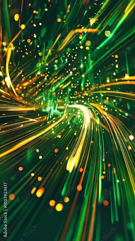 Poster digital background featuring an abstract, digital space with glowing lights and futuristic elements