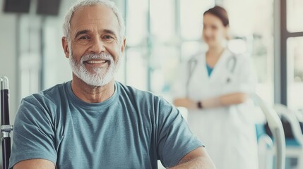 Doctor supporting patient during challenging physical therapy session, encouraging perseverance, doctor and patient, therapy, recovery
