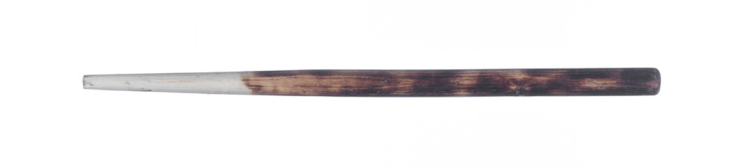 old long sharp wooden stick isolated on white background