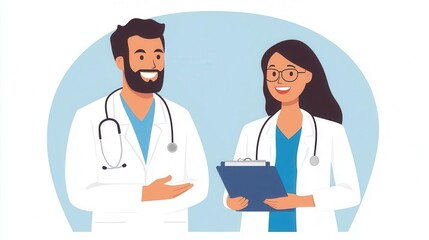 Fototapeta premium Patient smiling as doctor describes therapy results, positive treatment outcome, doctor and patient, therapy, recovery